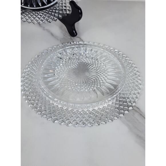 Fostoria Stratton Avon Salad Plates 8" Heavy America Lead Crystal Diamond Shaped - Picture 13 of 15